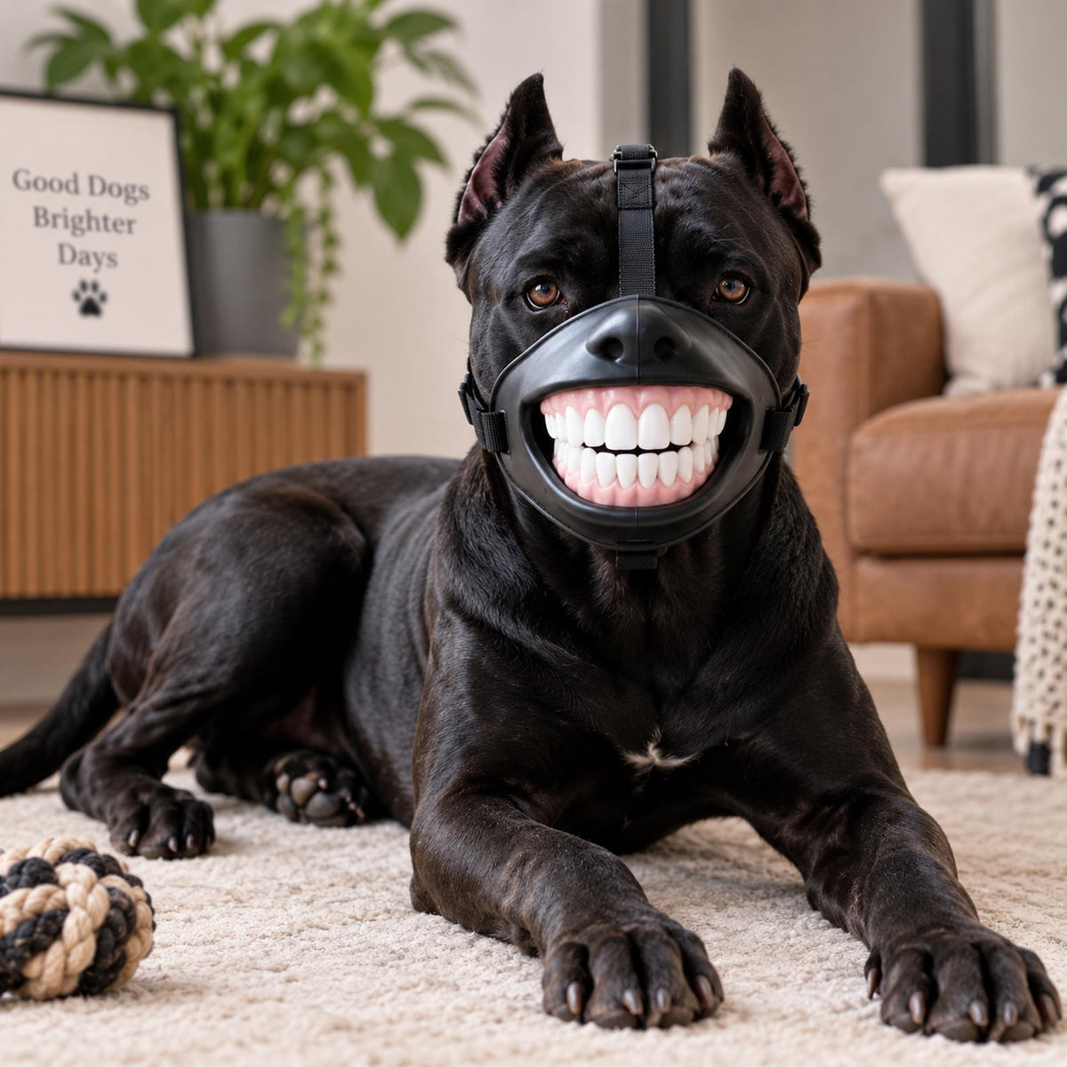 Funny Dog Smile Muzzle – Halloween Pet Costume & Photo Prop